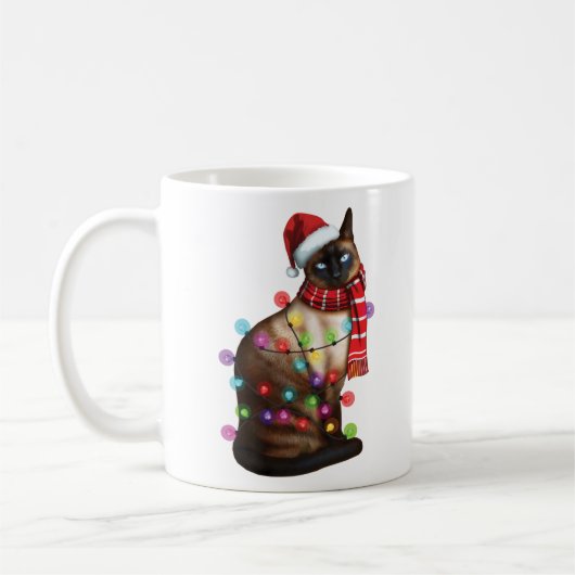 Niedliche siamesische Katze Lover Funny Xmas Weihn Kaffeetasse (Links)