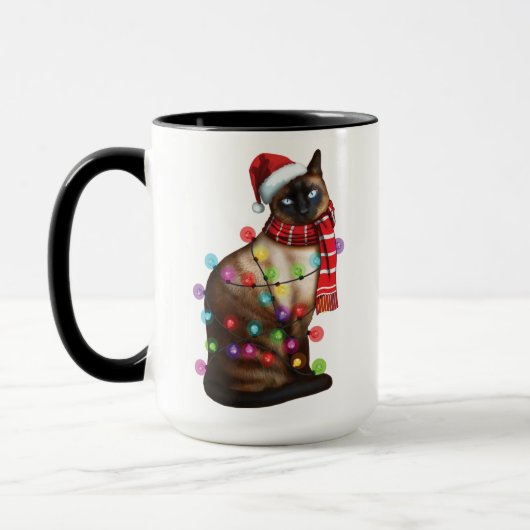 Niedliche siamesische Katze Lover Funny Xmas Weihn Tasse (Links)