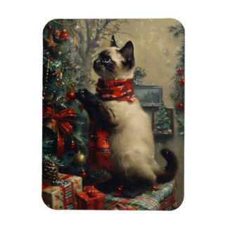 Niedliche siamesische Katze Weihnachten Vintag fle Magnet