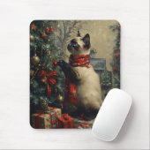 Niedliche siamesische Katze Weihnachten Vintag Mousepad (Mit Mouse)