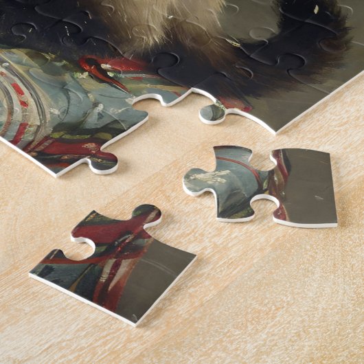 Niedliche siamesische Katze Weihnachten Vintag Puzzle (Seite)