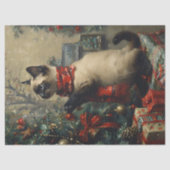 Niedliche siamesische Katze Weihnachten Vintage De Seidenpapier (Vorderseite)