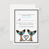 Niedliche siamesische Katzen Schwanz Heart Wedding RSVP Karte (Vorne/Hinten)