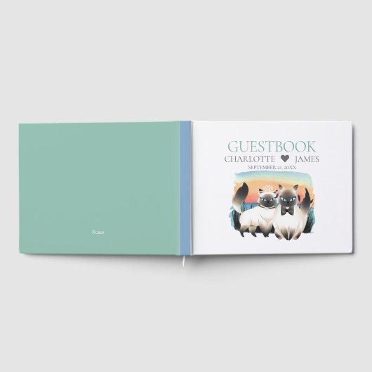 Niedliche siamesische Katzenbräune Groom Couple We Gästebuch (Voll)