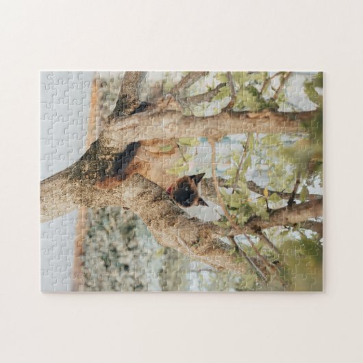 Niedliche Siamkatze auf dem Baum Puzzle (Horizontal)