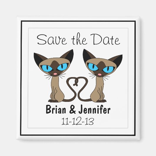 Niedliche Siamkatzen Schwanz Hochzeit speichern Si Magnet (Vorne)