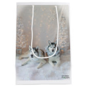 Niedliche sibirische Huskies-Geschenktasche Mittlere Geschenktüte (Rückseite)