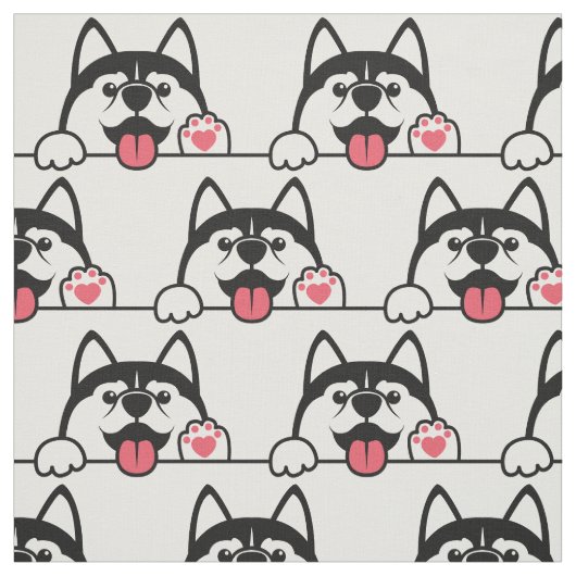 Niedliche sibirische Husky-Farbe Stoff (Muster)