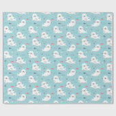 Niedliche Siegel auf hellblau Geschenkpapier (Flach)