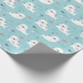 Niedliche Siegel auf hellblau Geschenkpapier (Ecke)