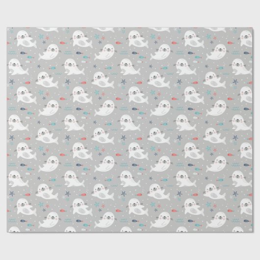 Niedliche Siegel auf hellgrau Geschenkpapier (Flach)