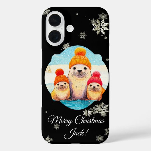 Niedliche Siegel mit gestrickter Weihnachtssalon Case-Mate iPhone Hülle (Rückseite)