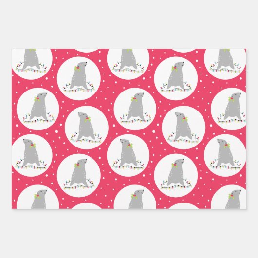 Niedliche Siegel Weihnachtswrapping Paper Sheets Geschenkpapier Set (Vorderseite)