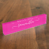 Niedliche Signatur in Pink und Weiß Namensplakette (Seite)
