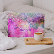 Niedliche Silber-Imitate Glitzer Monogramm Notizbl