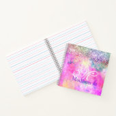 Niedliche Silber-Imitate Glitzer Monogramm Notizbl Notizblock (Innenseite)