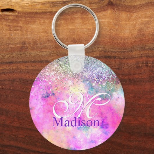 Niedliche Silber-Imitate Glitzer Monogramm Notizbl Schlüsselanhänger (Vorderseite)