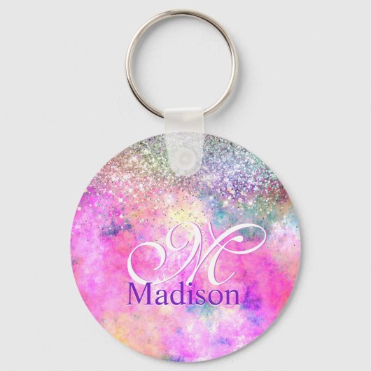 Niedliche Silber-Imitate Glitzer Monogramm Notizbl Schlüsselanhänger (Rückseite)