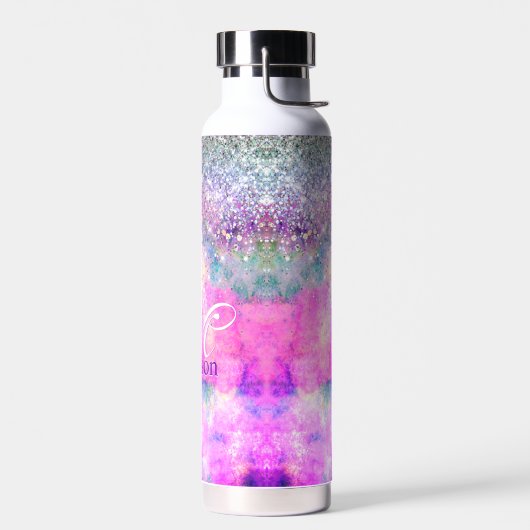 Niedliche Silber-Imitate Glitzer Monogramm Notizbl Trinkflasche (Links)