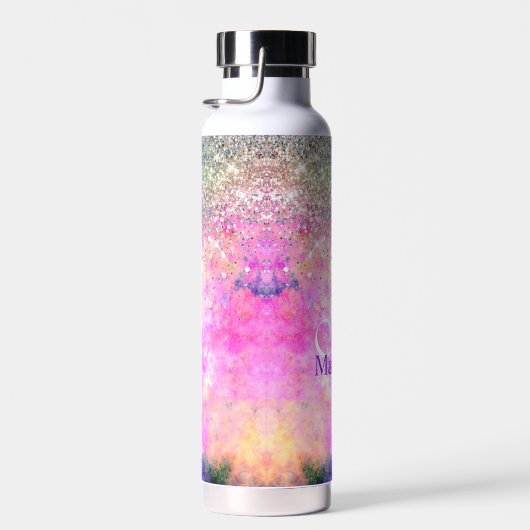 Niedliche Silber-Imitate Glitzer Monogramm Notizbl Trinkflasche (Rechts)