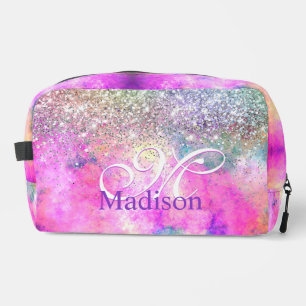 Niedliche Silber-Imitate Glitzer-Monogramm Waschbeutel