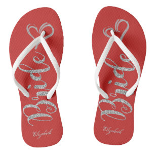 Niedliche Silberbrille, Herz - Personalisiert Badesandalen