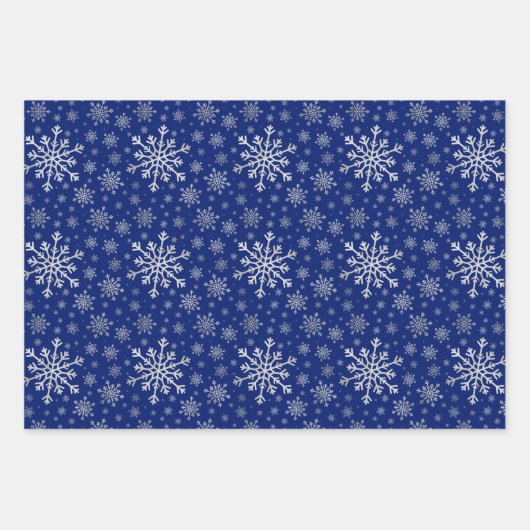 Niedliche Silbergraue Weihnachtsschneeflocken auf  Geschenkpapier Set (Vorderseite 3)