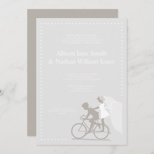 NIEDLICHE silberne Einladung (Vorne/Hinten)