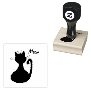 Niedliche Silhouette der schwarzen Katze Gummistempel