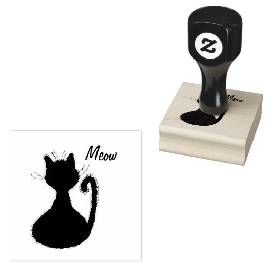Niedliche Silhouette der schwarzen Katze Gummistempel (Stempel)