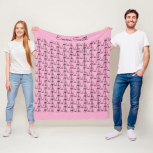 Niedliche Silhouette Kokospalmen Muster Soft Pink Fleecedecke