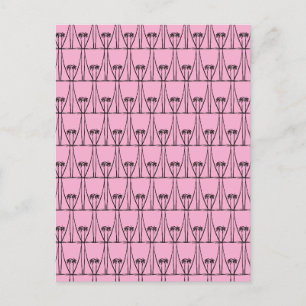 Niedliche Silhouette Kokospalmen Rosa Feiertagspostkarte