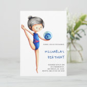 Niedliche Simple Girl Gymnastik Geburtstagsparty Einladung (Stehend Vorderseite)