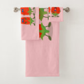 Niedliche Singen Chili Paprikaschoten Cartoon Illu Badhandtuch Set (Insitu)