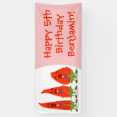 Niedliche Singen Chili Paprikaschoten Cartoon Illu Banner (Vertikal)