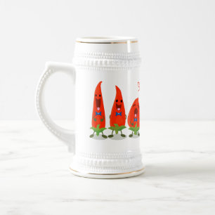 Niedliche Singen Chili Paprikaschoten Cartoon Illu Bierglas