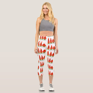 Niedliche Singen Chili Paprikaschoten Cartoon Illu Capri Leggings