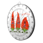 Niedliche Singen Chili Paprikaschoten Cartoon Illu Dartscheibe (Vorderseite rechts)