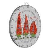 Niedliche Singen Chili Paprikaschoten Cartoon Illu Dartscheibe (Vorderseite Links)