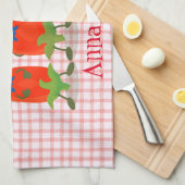 Niedliche Singen Chili Paprikaschoten Cartoon Illu Geschirrtuch (Viertel Falte)