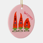 Niedliche Singen Chili Paprikaschoten Cartoon Illu Keramik Ornament (Rechts)