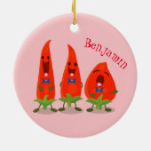 Niedliche Singen Chili Paprikaschoten Cartoon Illu Keramik Ornament (Hinten)