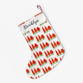 Niedliche Singen Chili Paprikaschoten Cartoon Illu Kleiner Weihnachtsstrumpf (Rückseite (Hängend))