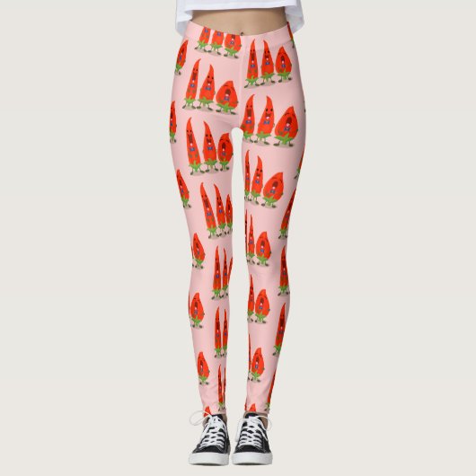 Niedliche Singen Chili Paprikaschoten Cartoon Illu Leggings (Vorderseite)