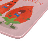 Niedliche Singen Chili Paprikaschoten Cartoon Illu Schneidebrett (Ecke)