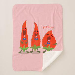 Niedliche Singen Chili Paprikaschoten Cartoon Illu Sherpadecke