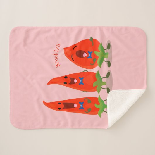 Niedliche Singen Chili Paprikaschoten Cartoon Illu Sherpadecke (Vorderseite (Horizontal))