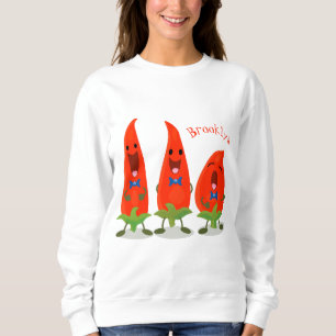 Niedliche Singen Chili Paprikaschoten Cartoon Illu Sweatshirt