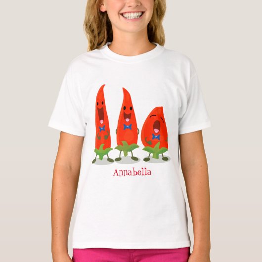 Niedliche Singen Chili Paprikaschoten Cartoon Illu T-Shirt (Vorderseite)