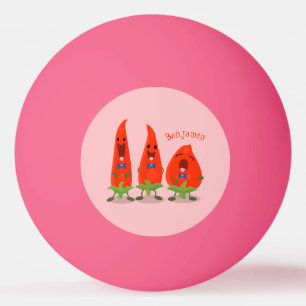 Niedliche Singen Chili Paprikaschoten Cartoon Illu Tischtennisball
